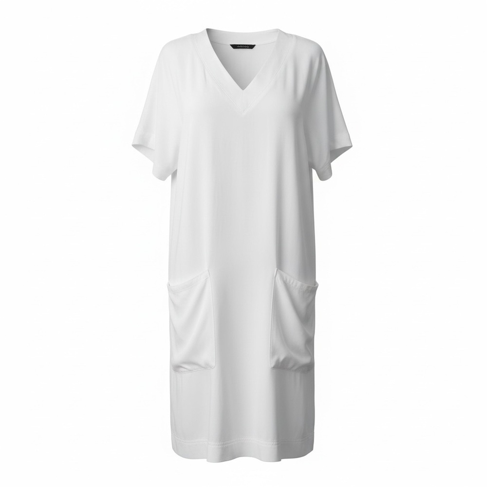 Splendid White V Neck Shift Dress Pockets Beach Cover Up Summer XS NWT